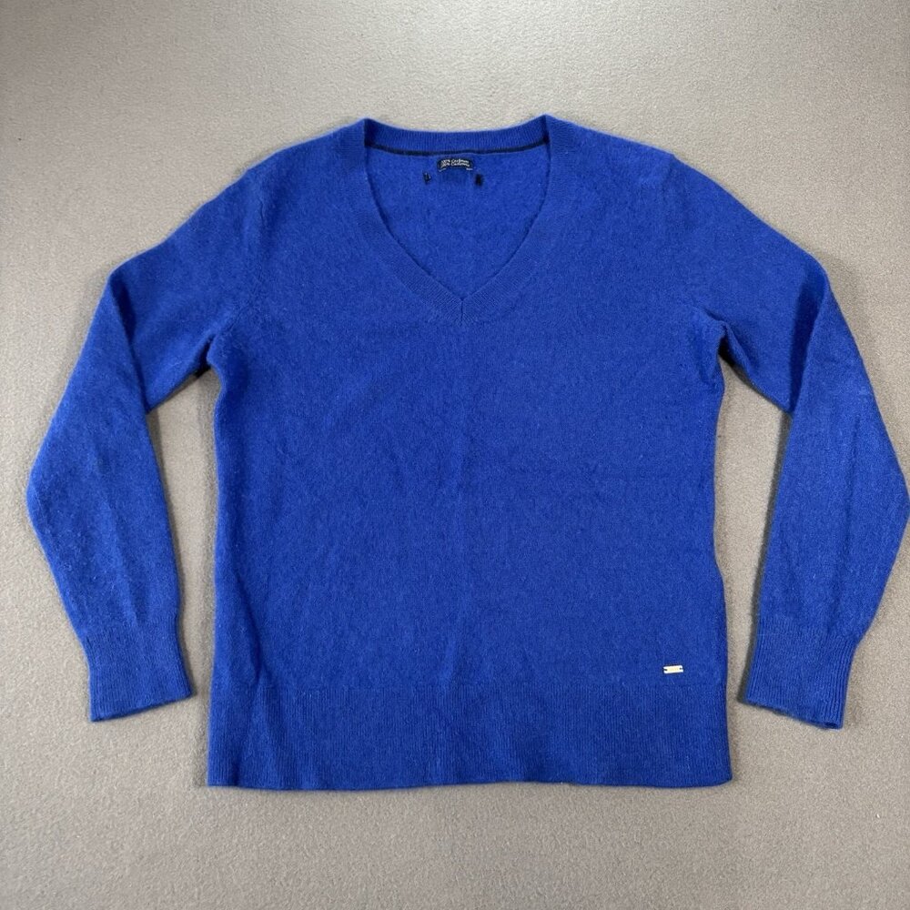 Tommy Hilfiger 100% Cashmere Sweater Womens Royal Blue V-Neck Soft Knit Quality